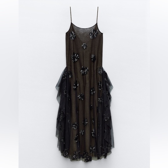 sequin dress with tulle zara Zara | Dresses | Zara Tulle Knit Dress With Sequins